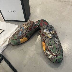 Gucci multicolor GG canvas mules 
Excellent condition
